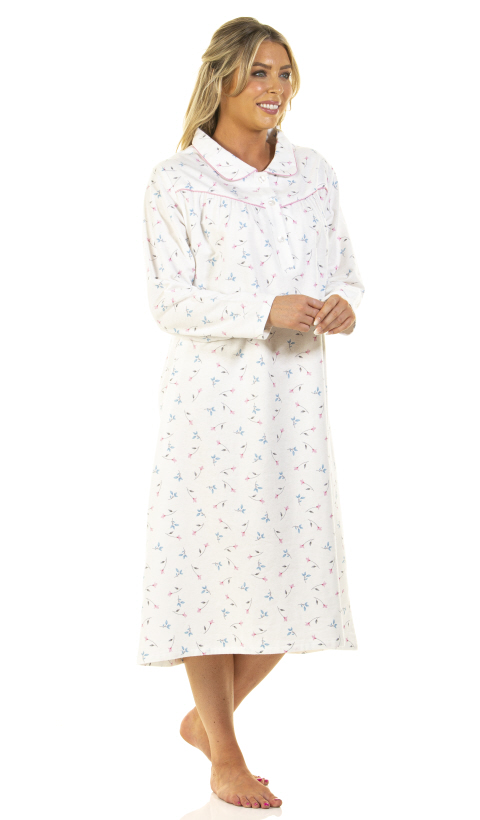 La Marquise Floral Flannel Long Sleeve Nightdress